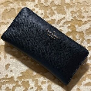 Kate Spade Midnight Black Pebbled Wallet